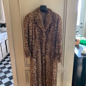 Leopard print fur coat